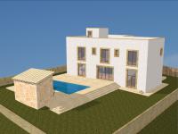 Garden front with pool, 3D representation