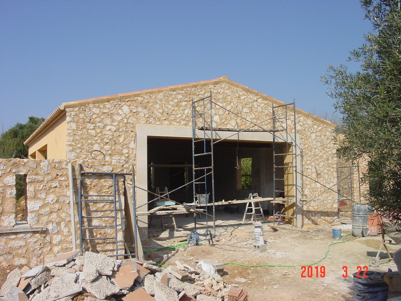 Natural stone wall with new opening